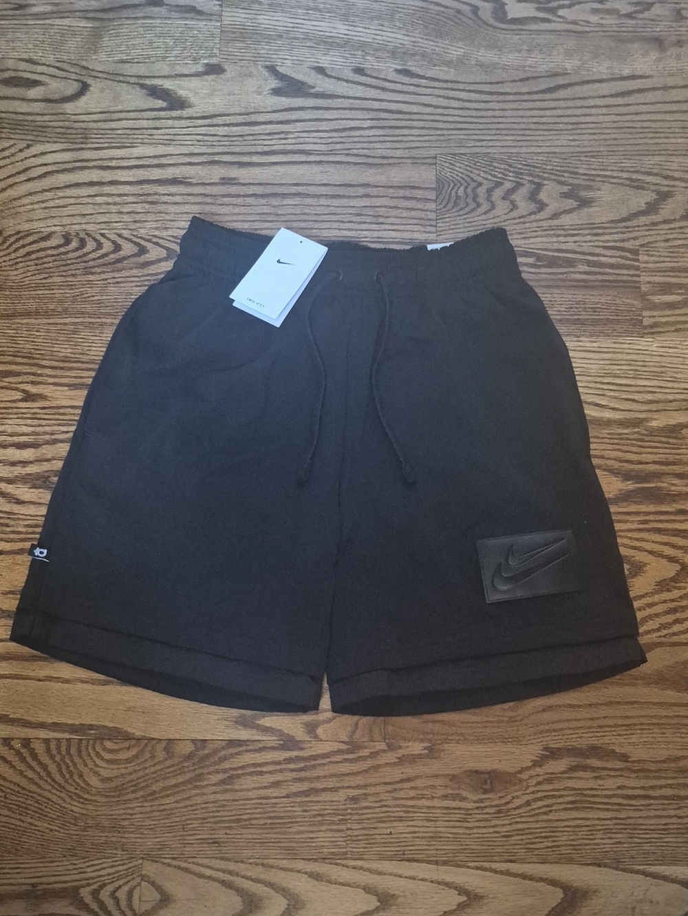 Nike Black Basketball Kevin Durant Drawstring Shorts with Logo Patch